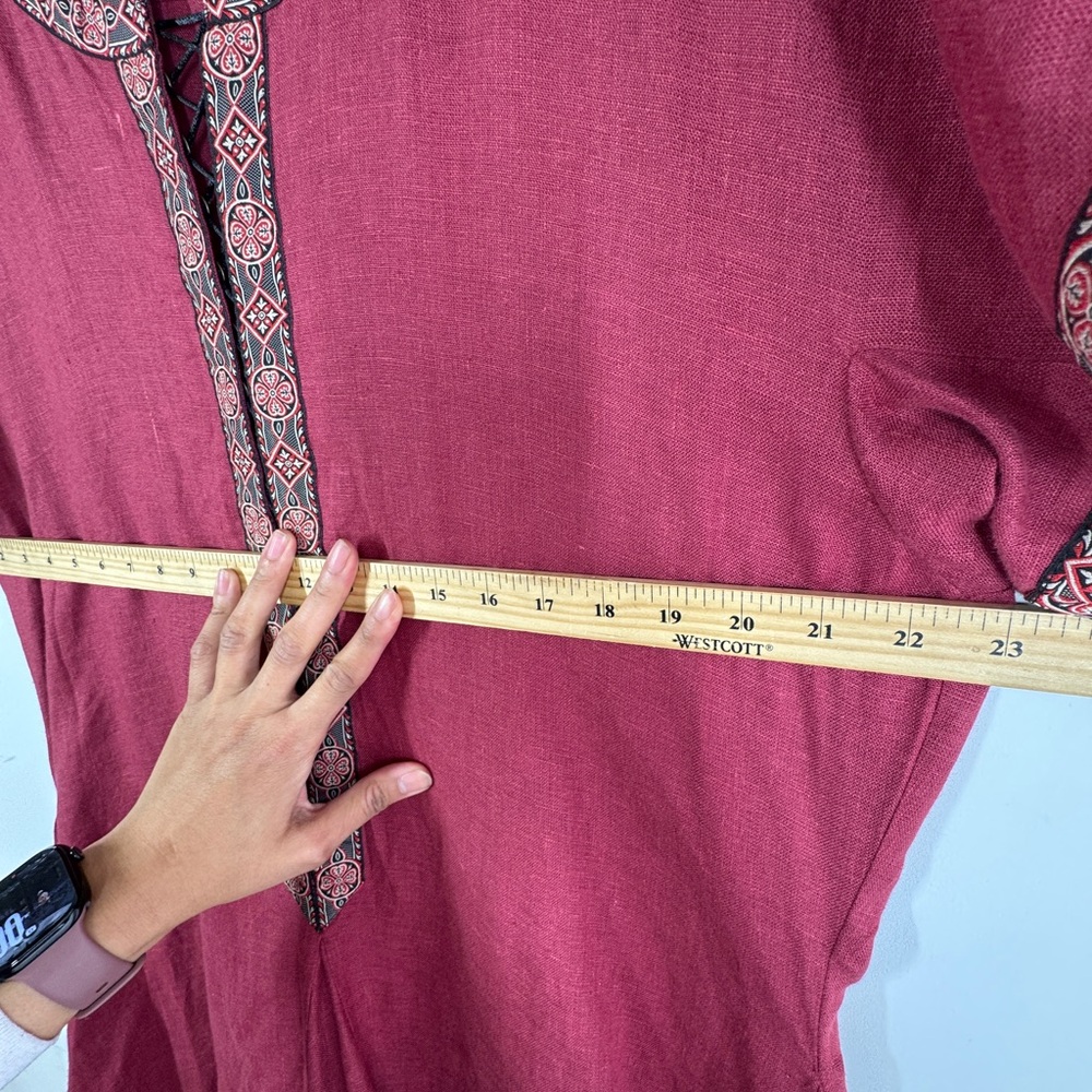 Elegant Flowy Burgundy Short Sleeve Ultra Maxi Dress Cottagecore Festival Resort - Picture 6 of 14